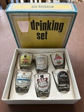 1960s 6 decorated glass tots