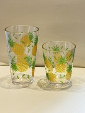 M&S Plastic Pineapple Tumbler Glass X 2  Picnic Outdoor Dining Tropical Glass