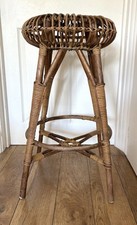 Vintage Wooden Bamboo 1960'S Italian Lobster Pot Bar Stool Franco Albini 