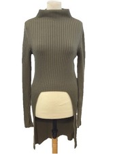 Annette Gortz Ribbed Knitted Military Green Cut Out Hi-low Jumper Size S