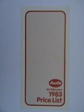 Audi Price List 1983: QUATTRO, 100, COUPE, 80. Standard Equipment/ Options. 