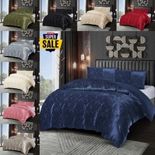 Reversible Duvet Quilt Cover Luxury Jacquard Damask Bedding Set Double King Size