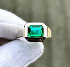 Man Made Green Emerald Ring, 925 Sterling Silver  Emerald Rings Zamurd Ring