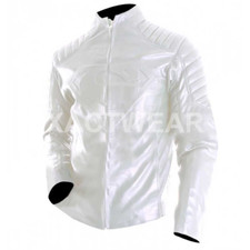 Man Of Steel Superman Smallville Clark Kent White Men's Outerwear Leather Jacket