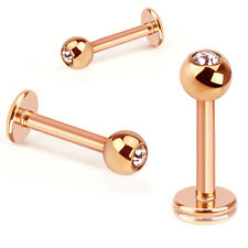 Rose Gold Plated Labret Tragus Bar Lip Stud Stainless Steel 1,2mm x 6/8/10mm Bar
