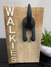 Handmade Walkies Reclaimed Wood Dog Sign Plaque, Solid Wood Dog Lead