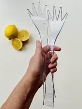 Retro Clear Perspex Zak! Designs Pair of Helping Hands Salad Servers