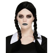 Adults Black Plaited Wig