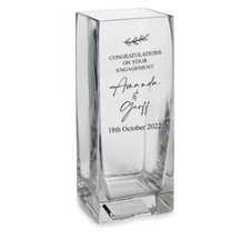 Personalised Square Engagement Glass Flower Vase Gift Present GV-3
