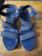 M&S Collection Blue With Sparkles Cork Wedges Size 8