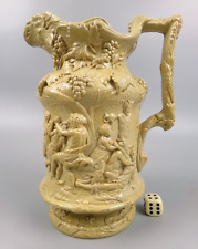 CHARLES MEIGH & SON JUG "Bacchalian Dance". Antique c.1844. Large 7.5" Drabware.