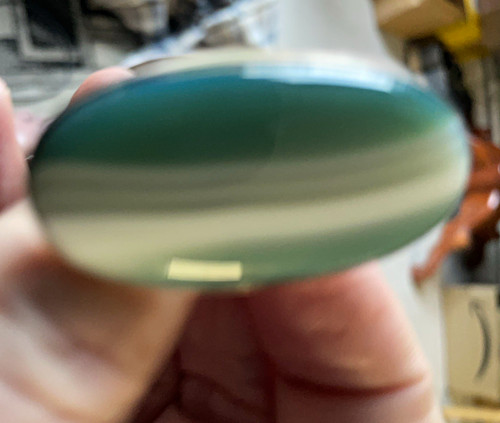 Oval green white banded - green, &