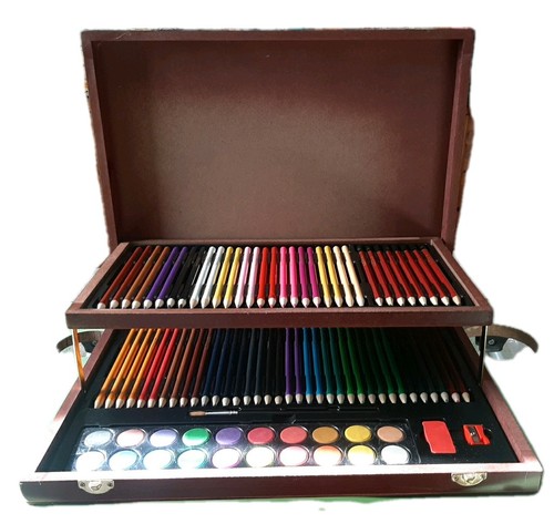 Wooden art box - art, opened