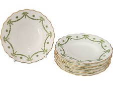 Vintage Aynsley Green Bow Pattern Saucers Set Of Six 4.75" Diameter