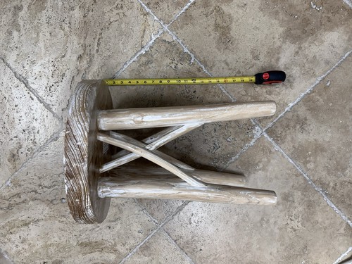 Rustic accent stool - wood, light