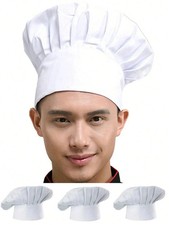 Chefs Hat Baker Professional Elastic Adjustable Adult Women Men Cook Cap White