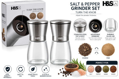 2pc salt and pepper grinder - and,