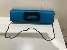 Stunning blue silk evening bag from Fenn Wright Manson with detachable chain