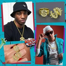 6 PCS HIP HOP RAPPER KIT FANCY DRESS COSTUME ACCESSORY PIMP BLING GANGSTER BOSS