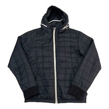 Addict Puffer Jacket Men's Medium Black Grid Concealable Hood y2k