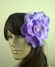 lilac purple large satin flower hair clip headpiece fascinator beach wedding