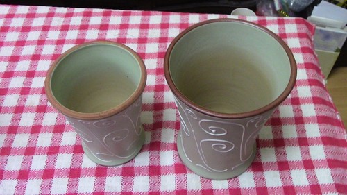 Denby ferndale pair vases - denby,