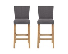 Auction *SET OF 2* Cornell Charcoal Fabric Oak Fixed Height Stools (PAW-EM11)