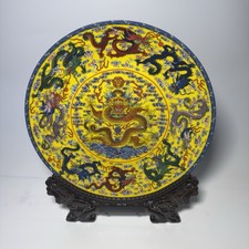 26cm Dragon Motif Porcelain Plate with a Stand for Home Decor / Gift