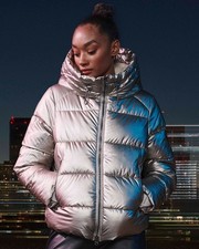 new women BARBOUR quilted jacket fibre down PLATINUM size uk 14 RRP £319 b2