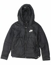 NIKE Womens Therma-Fit Oversized Hooded Padded Jacket UK 14 Medium Black AT09