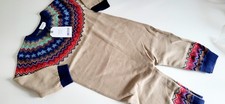 BNWT Next Baby Christmas Beige Romper Fair isle Pattern 9-12 Months Cotton