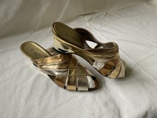 Vintage Zodiaco Italy Gold & Copper Leather Evening Shoes EU 39 – Low Heel – 199