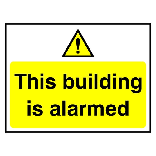 This building alarmed sign - this,