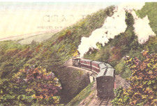1920s postcard narrow gauge Lynton & Barnstaple Railway train on an embankment