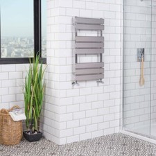 Designer Bathroom Flat Panel Heated Towel Rail Radiator Rad 800 x 450mm - Chrome