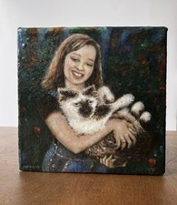 Girl & Cat Artwork modern
