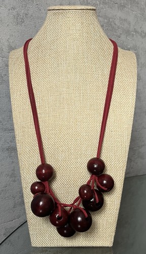 New burgundy chunky wooden - new,