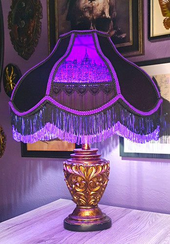 Black purple gothic table - &,