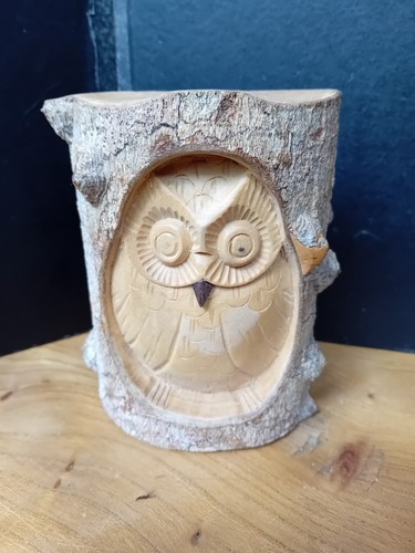 Wooden owl ornament 12cm - owl,