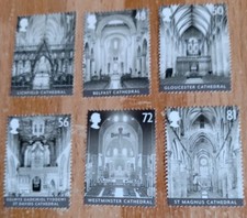 6 UK Mint Stamps. Cathedrals, Lichfield, Westminster, Belfast, Gloucester.