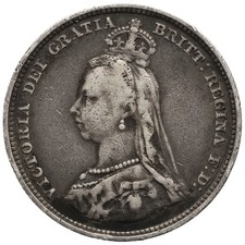1887 Shilling Victoria Coin UK