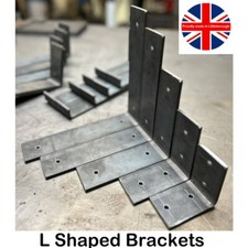 2 x Heavy Duty Solid Steel 90° Angle 'L' Brackets Industrial Rustic Shelf ZB
