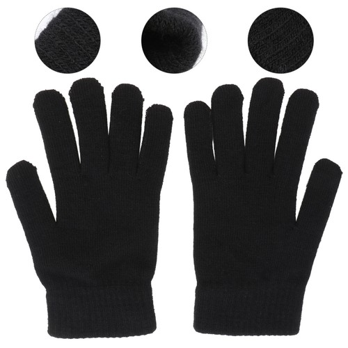 Classic black knit gloves - knit,