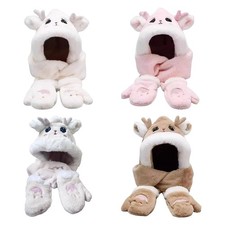Cute Ear Hat Gloves Scarf Set