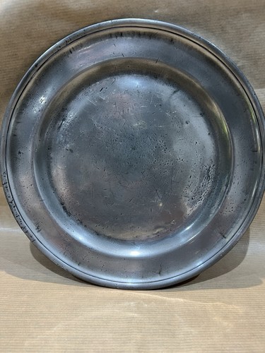 Antique pewter plate with - pewter,