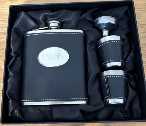Luxury black leather - leather, flask