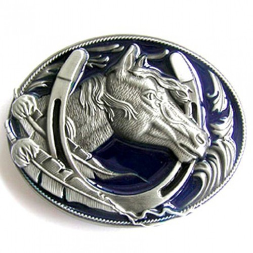 Buckle horse indian feathers - horse,