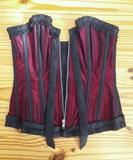 Burleska burgundy overbust metal corset with zip size 26