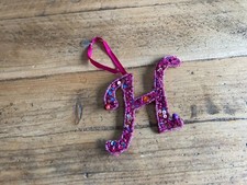 Letter H Door Hanging Pink Purple Beaded 10cm x 12cm