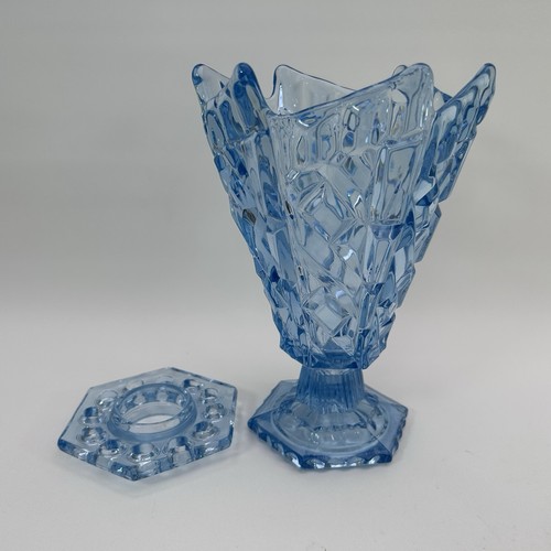 Art deco geometric blue glass - art,